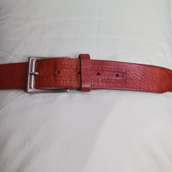 Vintage Milos Brown Leather Men's Belt size 38 Made in Italy - Picture 2 of 8